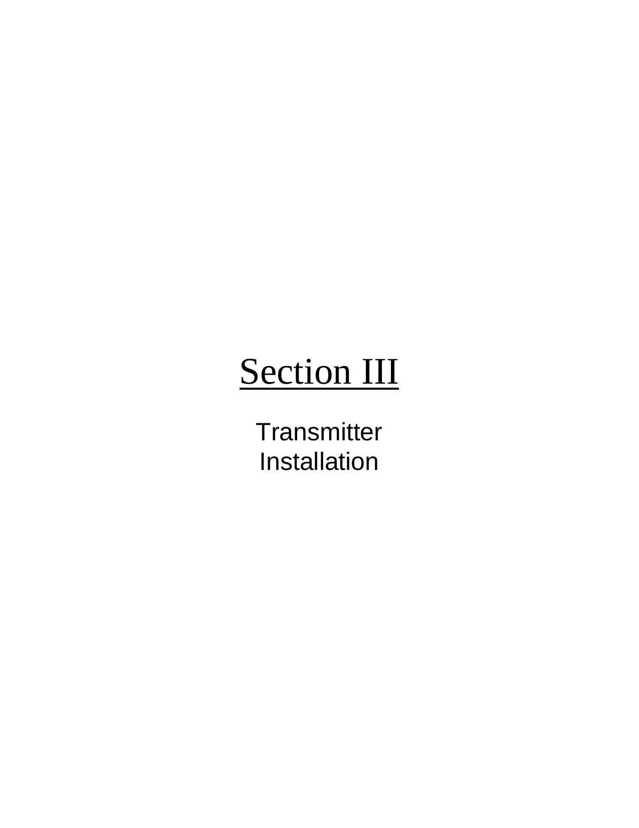 Section IIITransmitterInstallation