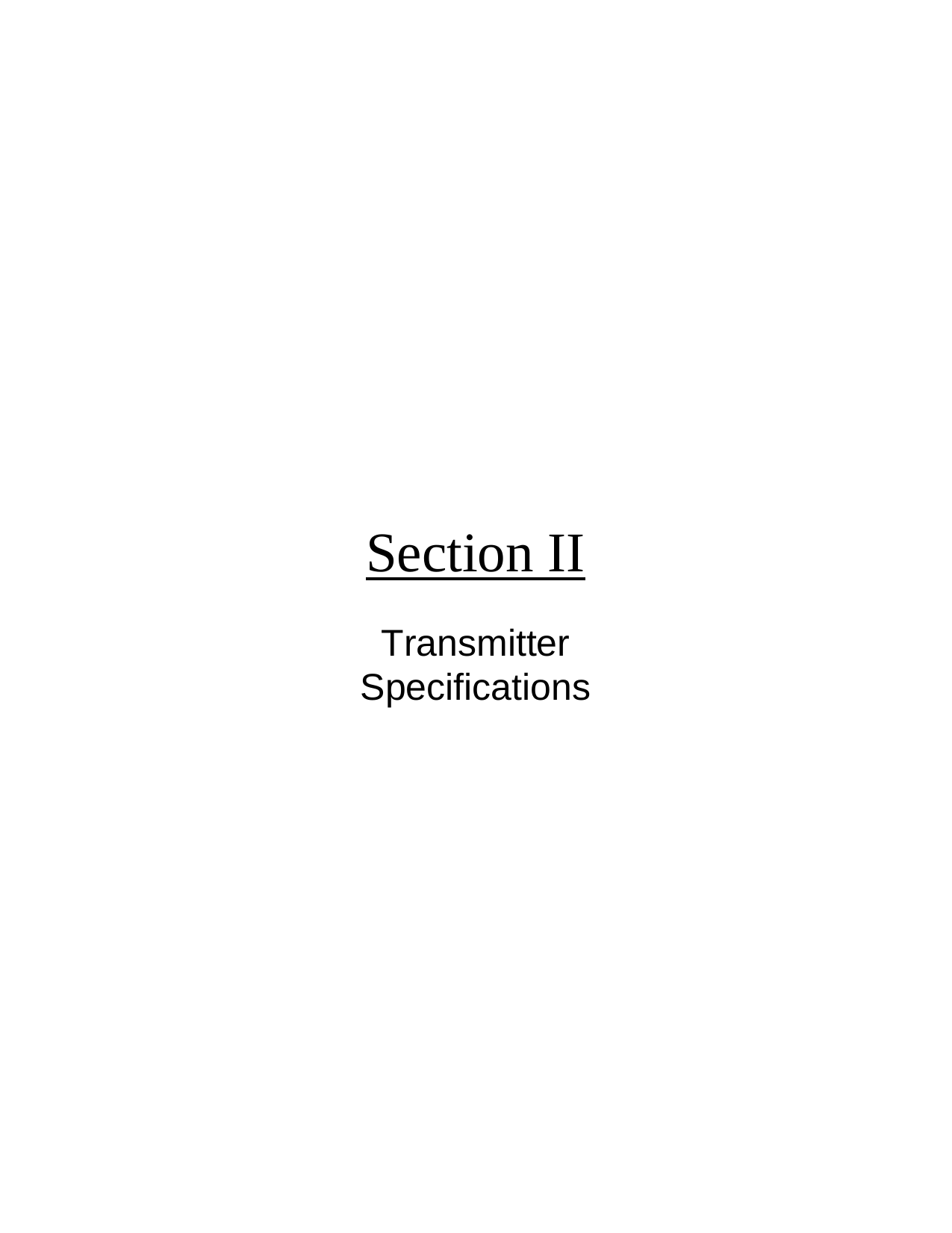 Section IITransmitterSpecifications