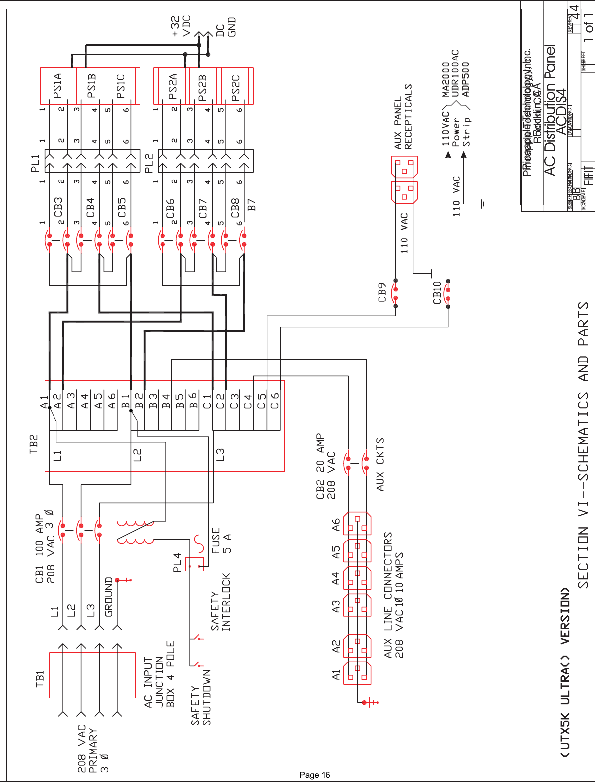 SIZE FSCM NO.SCALE SHEETDWG NO.REVPineapple Technology, Inc.Rocklin, CAACDIS4AC Distribution Panel1of14BFITSECTION VI--SCHEMATICS AND PARTSSECTION VI--SCHEMATICS AND PARTSSIZE FSCM NO.SCALE SHEETDWG NO. REVPineapple Technology, Inc.Rocklin, CAACDIS4AC Distribution Panel321of14BFITAABBCC1SECTION VI--SCHEMATICS AND PARTSSECTION VI--SCHEMATICS AND PARTS(UTX5K ULTRA() VERSION)(UTX5K ULTRA() VERSION)AUX PANELRECEPTICALSAUX PANELRECEPTICALSMA2000110VACPowerStrip110VACPowerStripUDR100ACADP500UDR100ACADP500110 VAC110 VAC110 VAC110 VAC}              Page 16