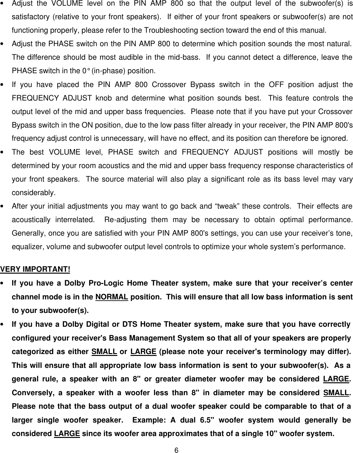 Page 7 of 12 - Pinnacle-Speakers Pinnacle-Speakers-Pin-Amp-800-Users-Manual- PR MAN ARM REV0109  Pinnacle-speakers-pin-amp-800-users-manual