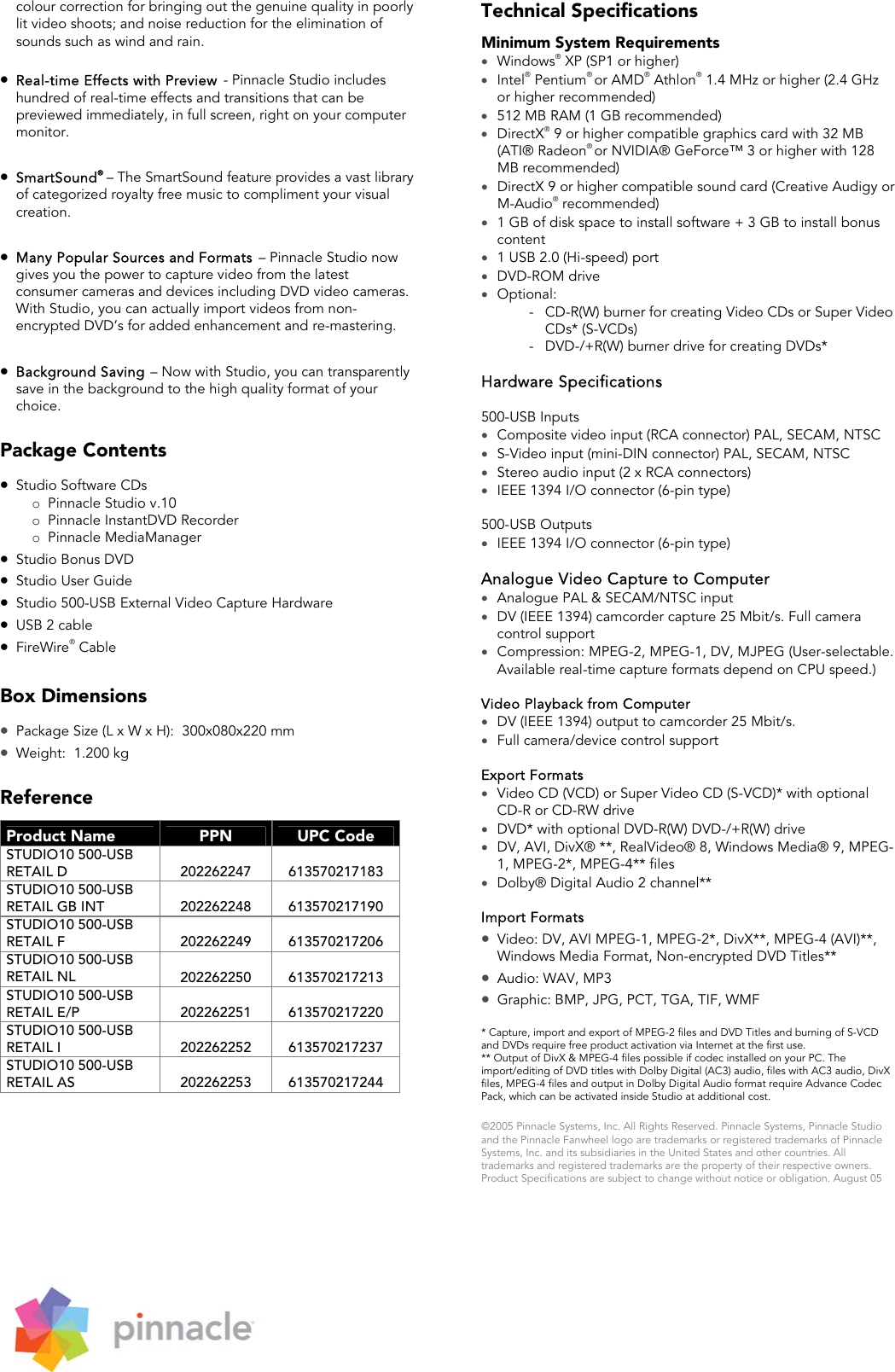 Page 2 of 2 - Pinnacle-Ventures Pinnacle-Ventures-500-Users-Manual PP_Studio500-USB_UK_17Aug05