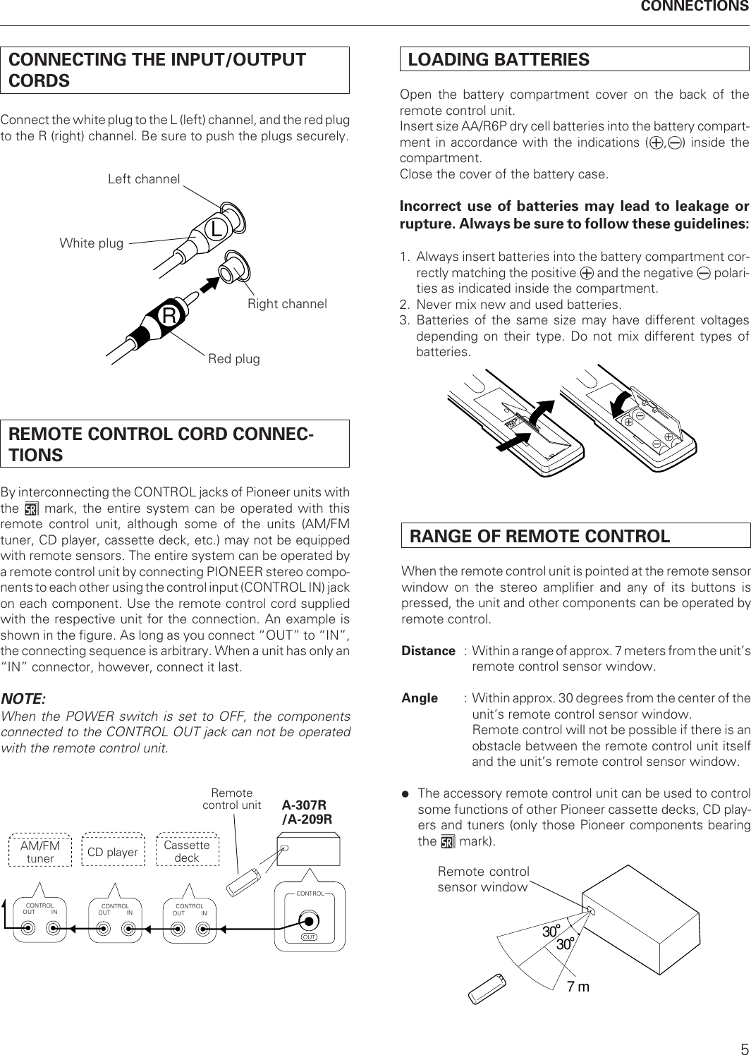 Page 5 of 12 - Pioneer Pioneer-A-307R-A-209R-Users-Manual- ARB7236-A  Pioneer-a-307r-a-209r-users-manual