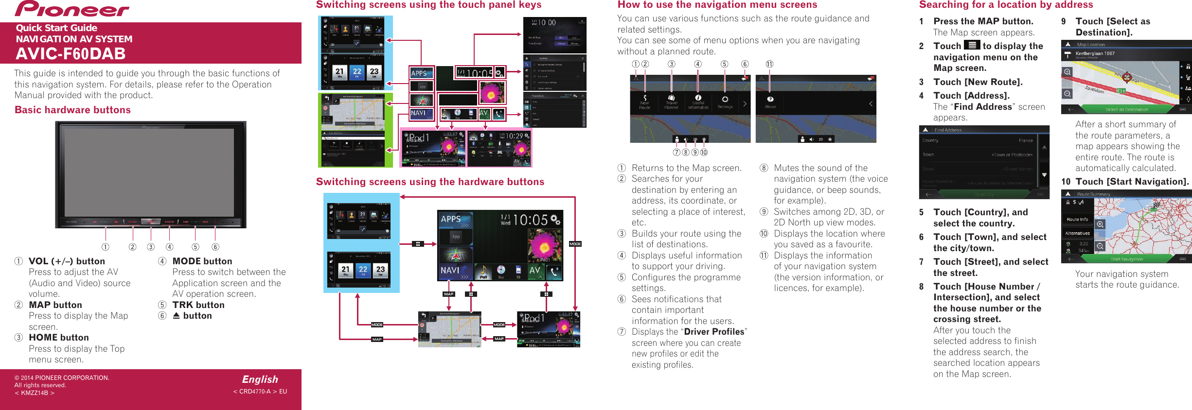 Page 1 of 4 - Pioneer Pioneer-Avic-F60-Dab-Quick-Start-Manual-  Pioneer-avic-f60-dab-quick-start-manual