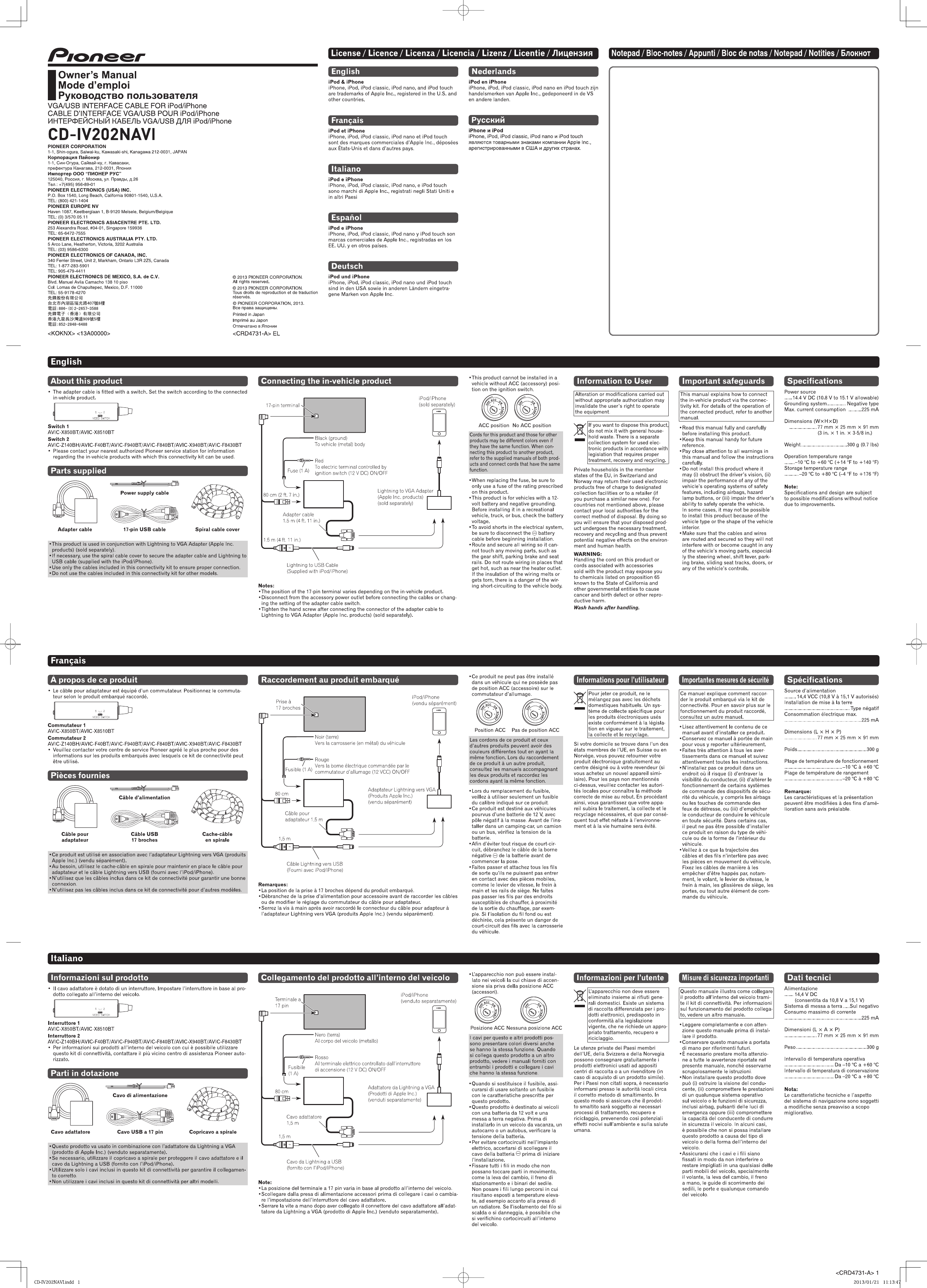 Page 4 of 8 - Pioneer Pioneer-Car-Stereo-System-Cd-Iv202Navi-Users-Manual-  Pioneer-car-stereo-system-cd-iv202navi-users-manual