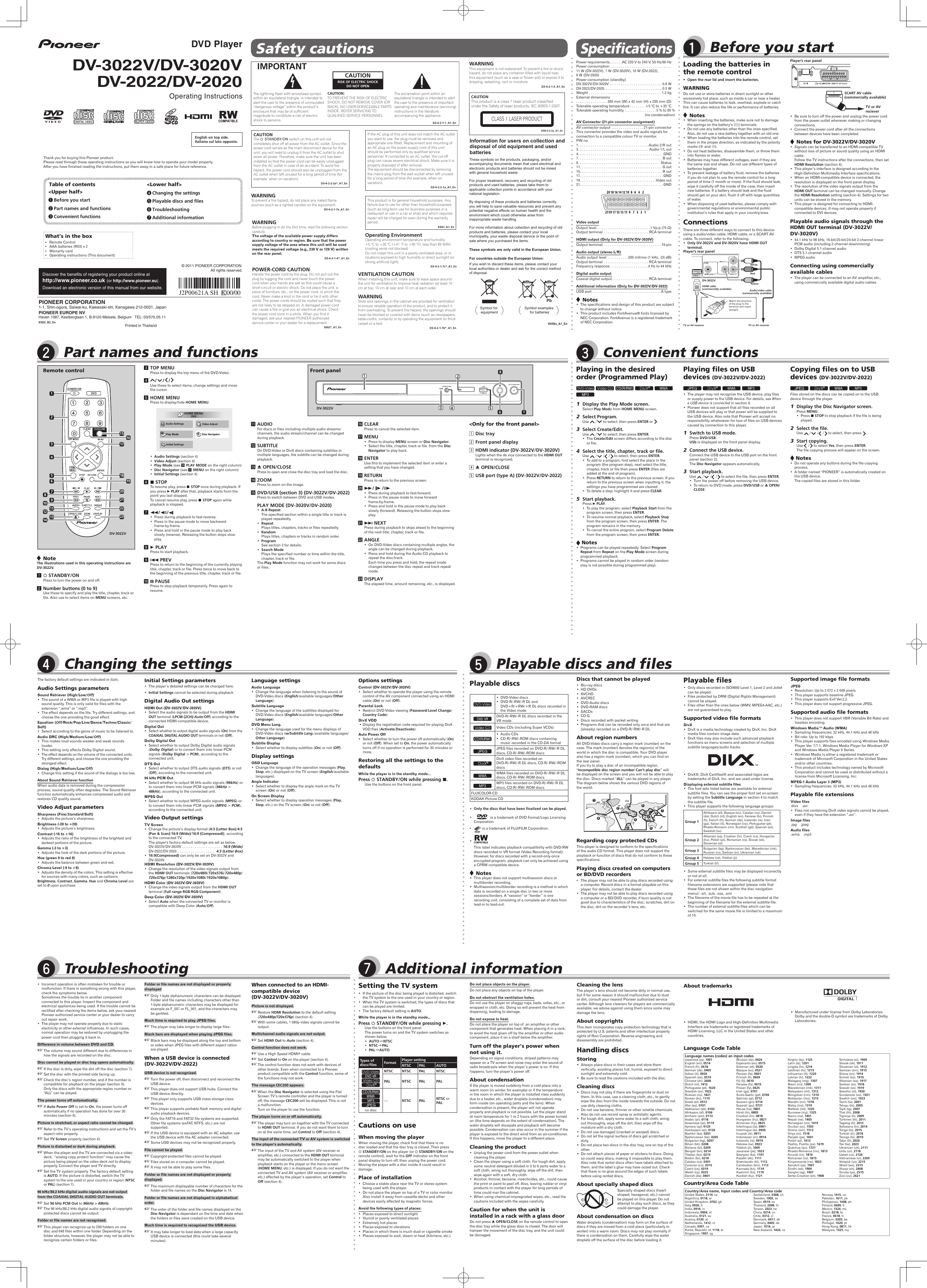 Pioneer Dv 2020 Users Manual J2P00621A