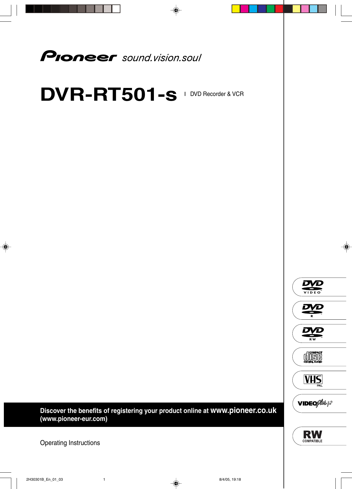 Pioneer Dvr Rt501 S Users Manual 2H30301B_En_01_03