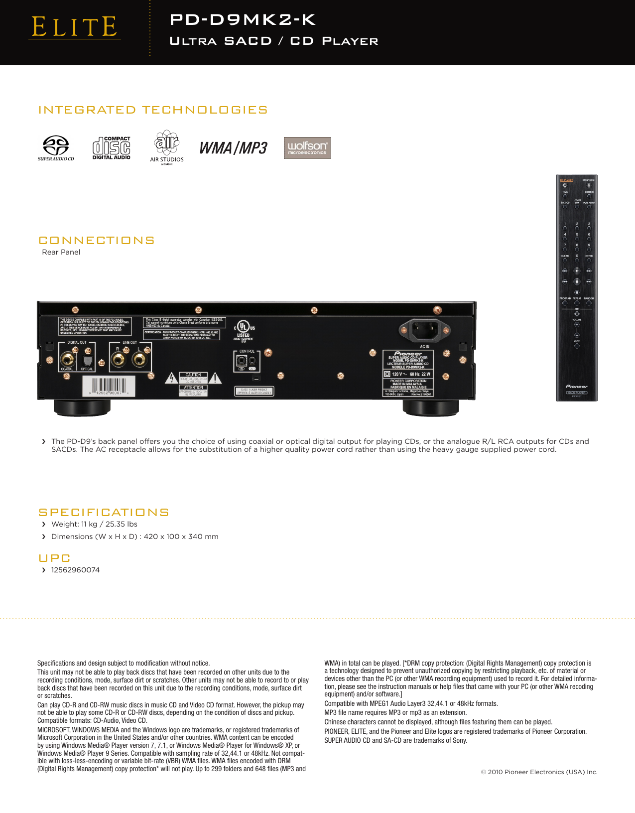 Page 2 of 2 - Pioneer Pioneer-Elite-Pd-D9Mk2-K-Users-Manual-  Pioneer-elite-pd-d9mk2-k-users-manual