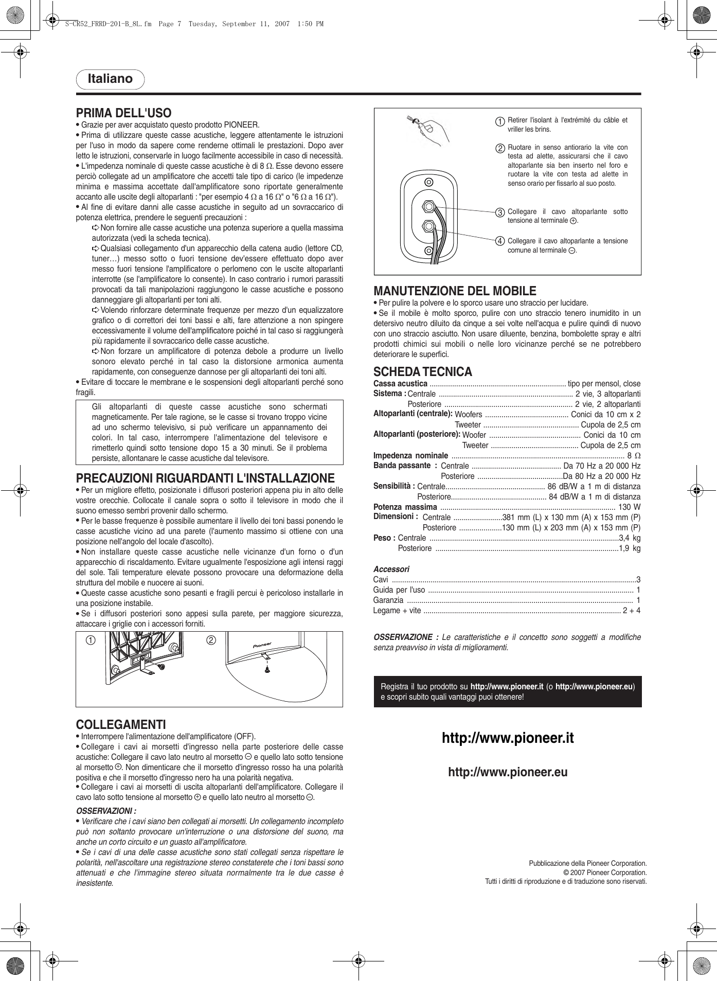 Page 7 of 8 - Pioneer Pioneer-S-Cr52-Ql-Users-Manual- FRRD-201-B  Pioneer-s-cr52-ql-users-manual