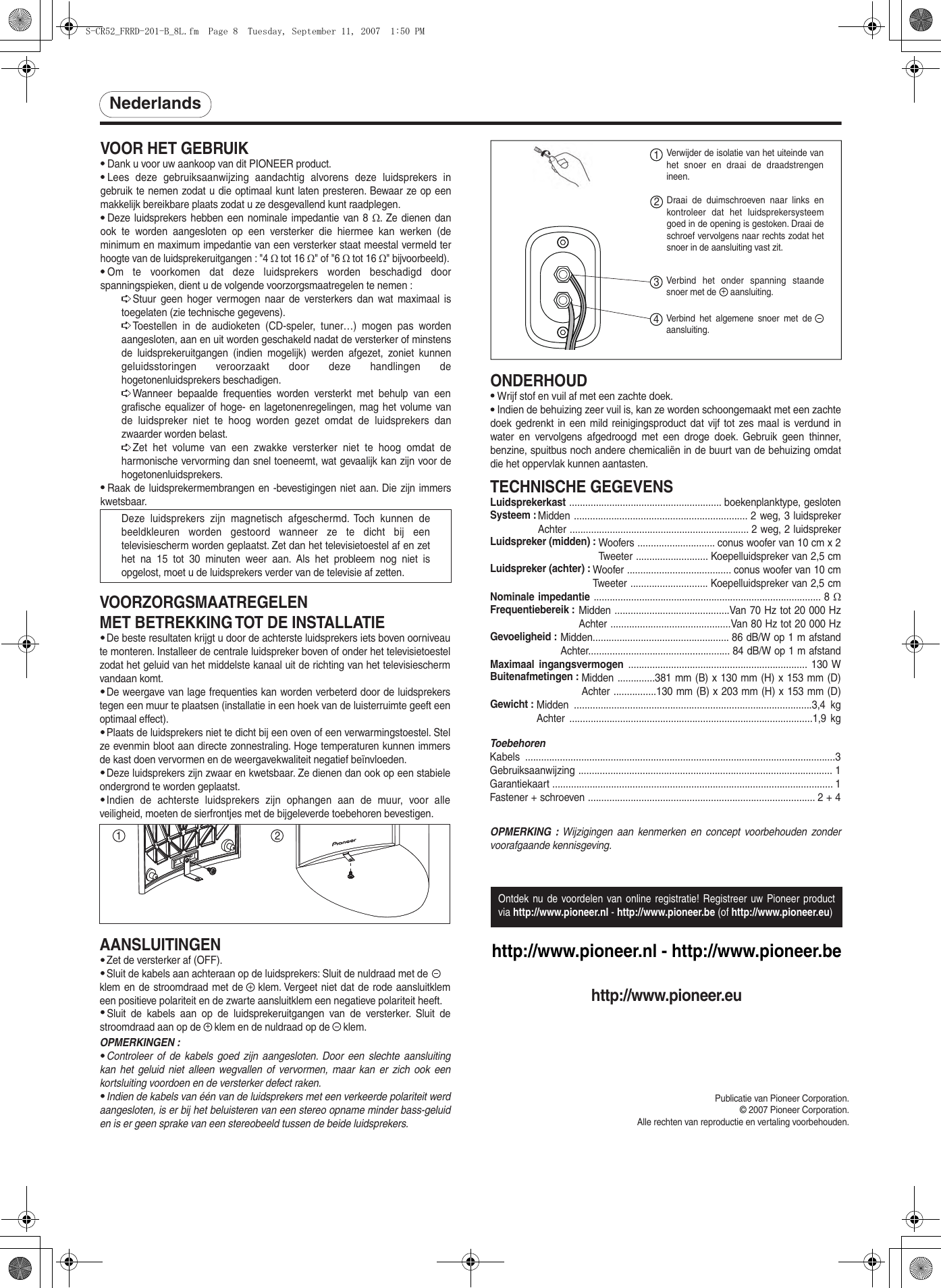 Page 8 of 8 - Pioneer Pioneer-S-Cr52-Ql-Users-Manual- FRRD-201-B  Pioneer-s-cr52-ql-users-manual
