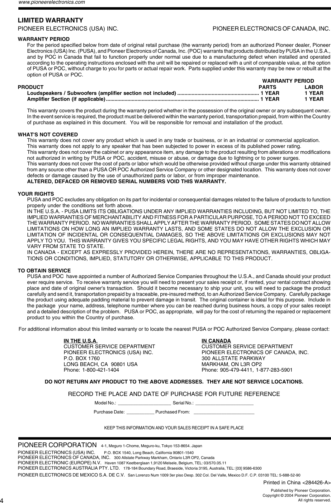 Page 4 of 4 - Pioneer Pioneer-S-Vsl6C-Users-Manual- IM-SVSL6-new.p65  Pioneer-s-vsl6c-users-manual