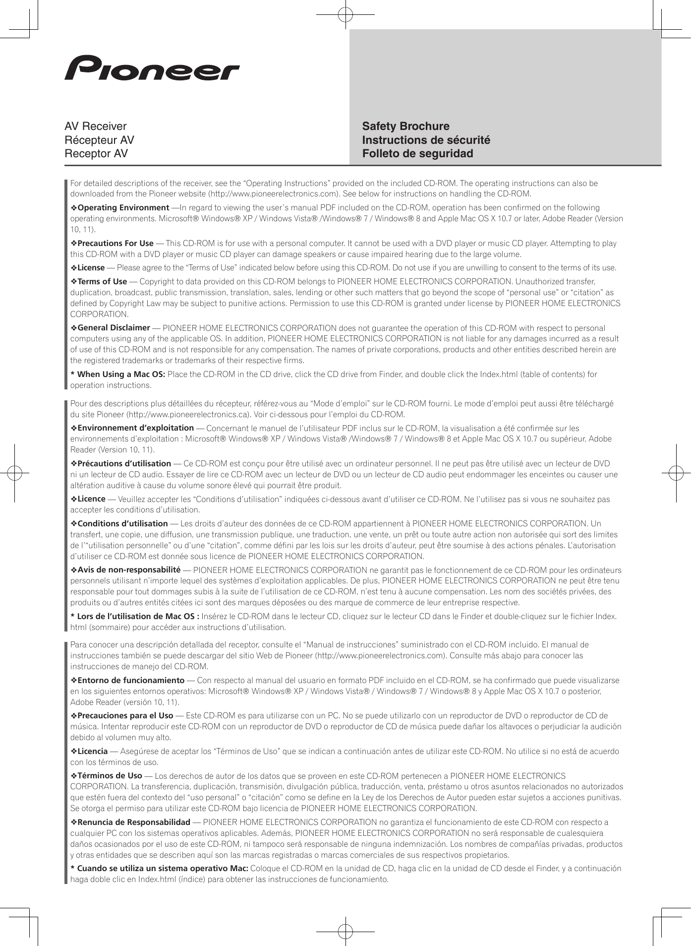 Page 1 of 4 - Pioneer Pioneer-Sc-81-Safety-Brochure- Pioneer-sc-81-safety-brochure