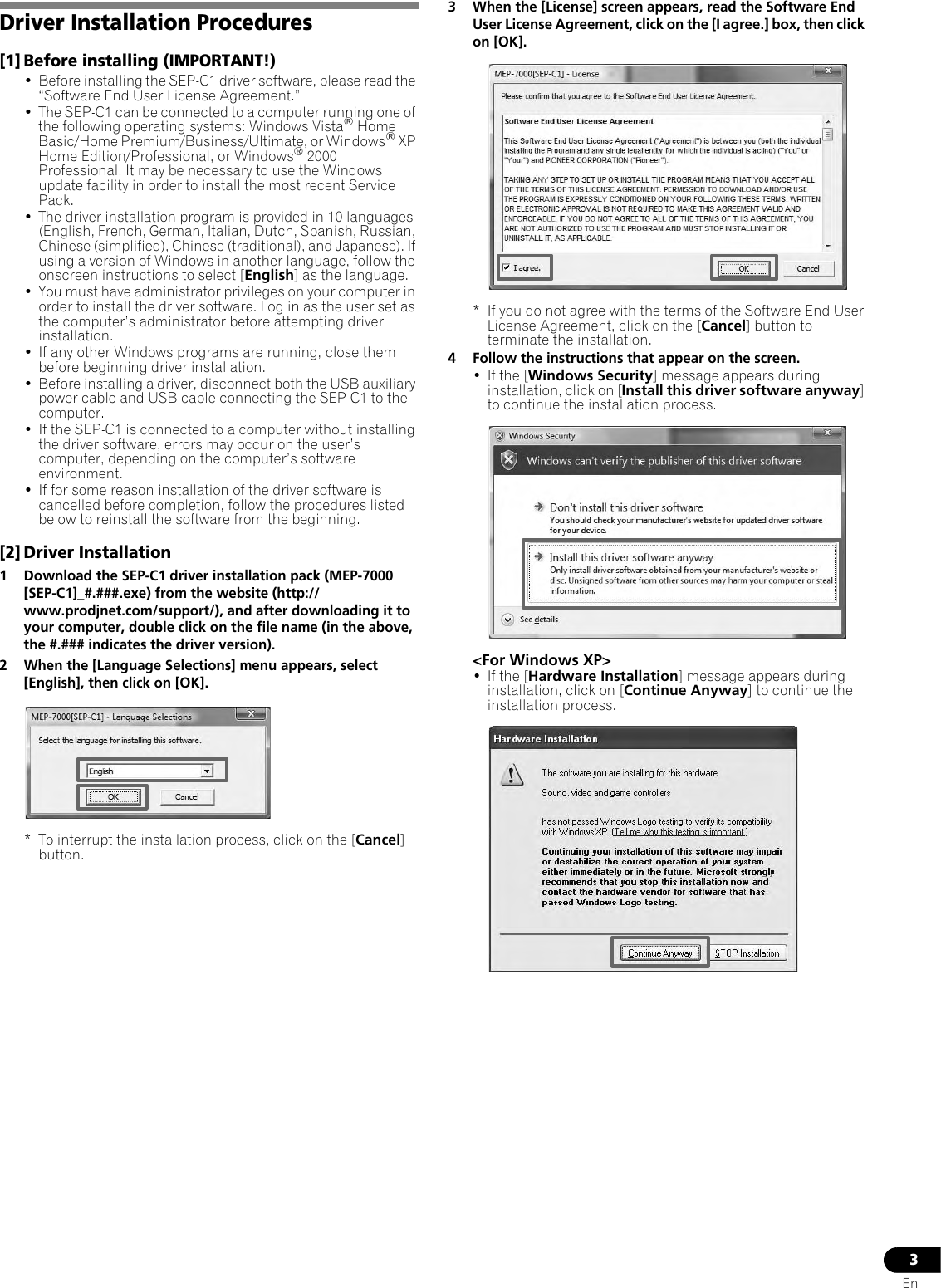 Page 3 of 5 - Pioneer Pioneer-Sep-C1-Quick-Start-Guide SEPC1DriverInstEN
