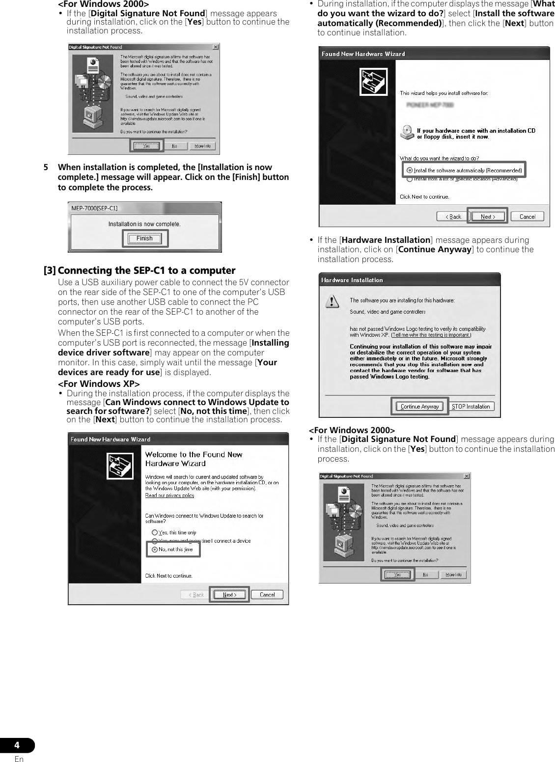 Page 4 of 5 - Pioneer Pioneer-Sep-C1-Quick-Start-Guide SEPC1DriverInstEN