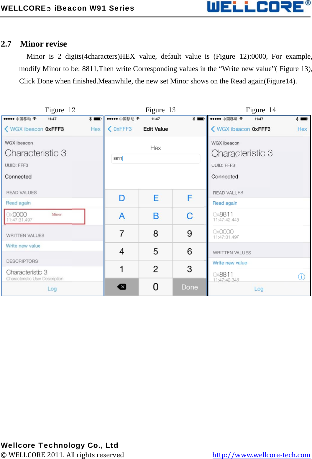 W  2.                     W©WELLCOR.7  Mino     MinmodifyClick D         Wellcore T© WELLCORRE○R iBeaor revise or is 2 digy Minor to bDone when  Figure 1TechnoloRE 2011. Alacon W91gits(4characbe: 8811,Thfinished.M2          ogy Co., ll rights res1 Seriescters)HEXhen write Ceanwhile, th         Ltd served             value, defaCorrespondinhe new set M  Figure 1                   ault valueng values inMinor show13                 is (Figure n the “Writews on the Re            http://w12):0000, e new valueead again(F  Figure 1www.wellcFor exampe”( Figure 1igure14). 14 ore-tech.co  ple, 13),  om 