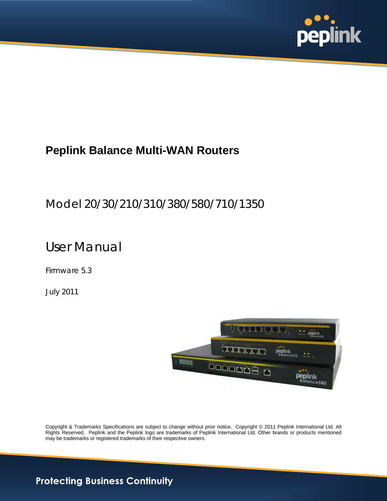 Page 1 of Pismolabs Technology P1630 Peplink Balance (Network Router) User Manual Peplink Balance