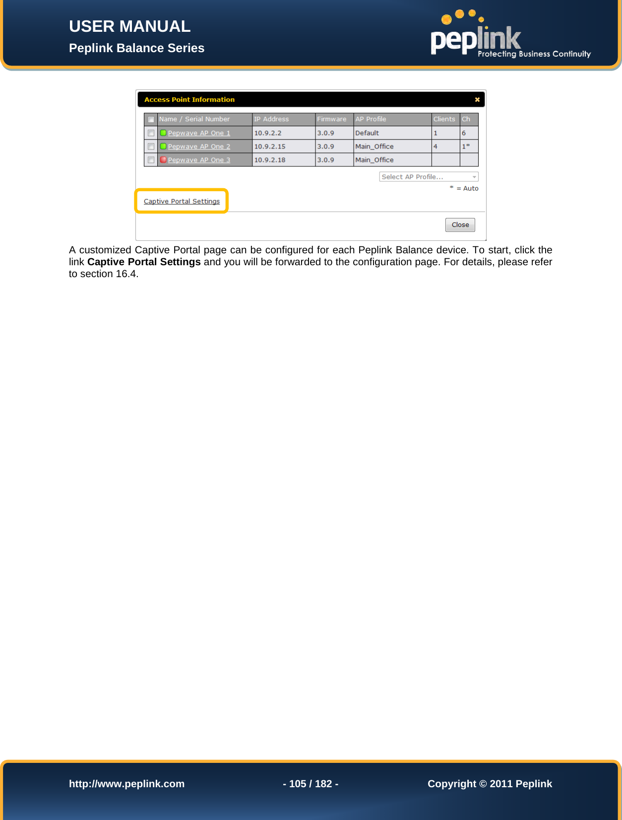 Page 105 of Pismolabs Technology P1630 Peplink Balance (Network Router) User Manual Peplink Balance