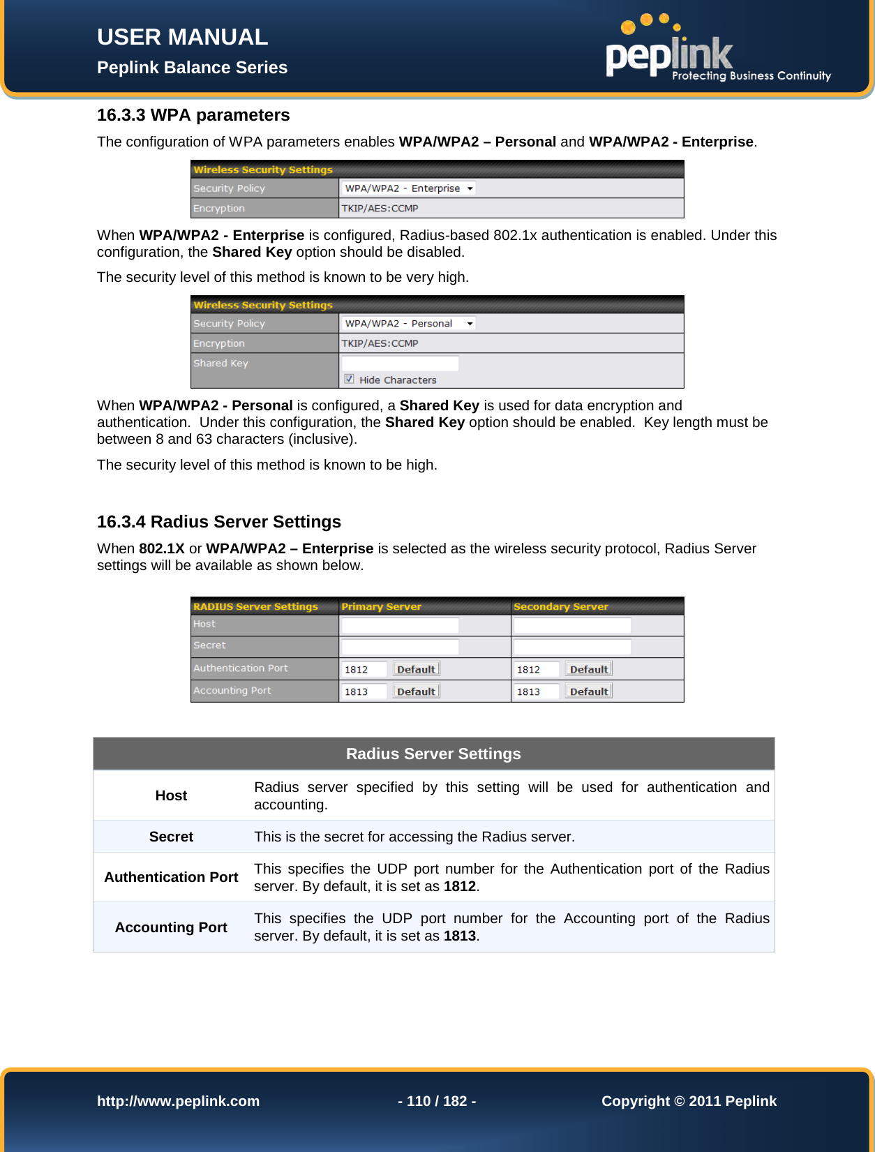 Page 110 of Pismolabs Technology P1630 Peplink Balance (Network Router) User Manual Peplink Balance