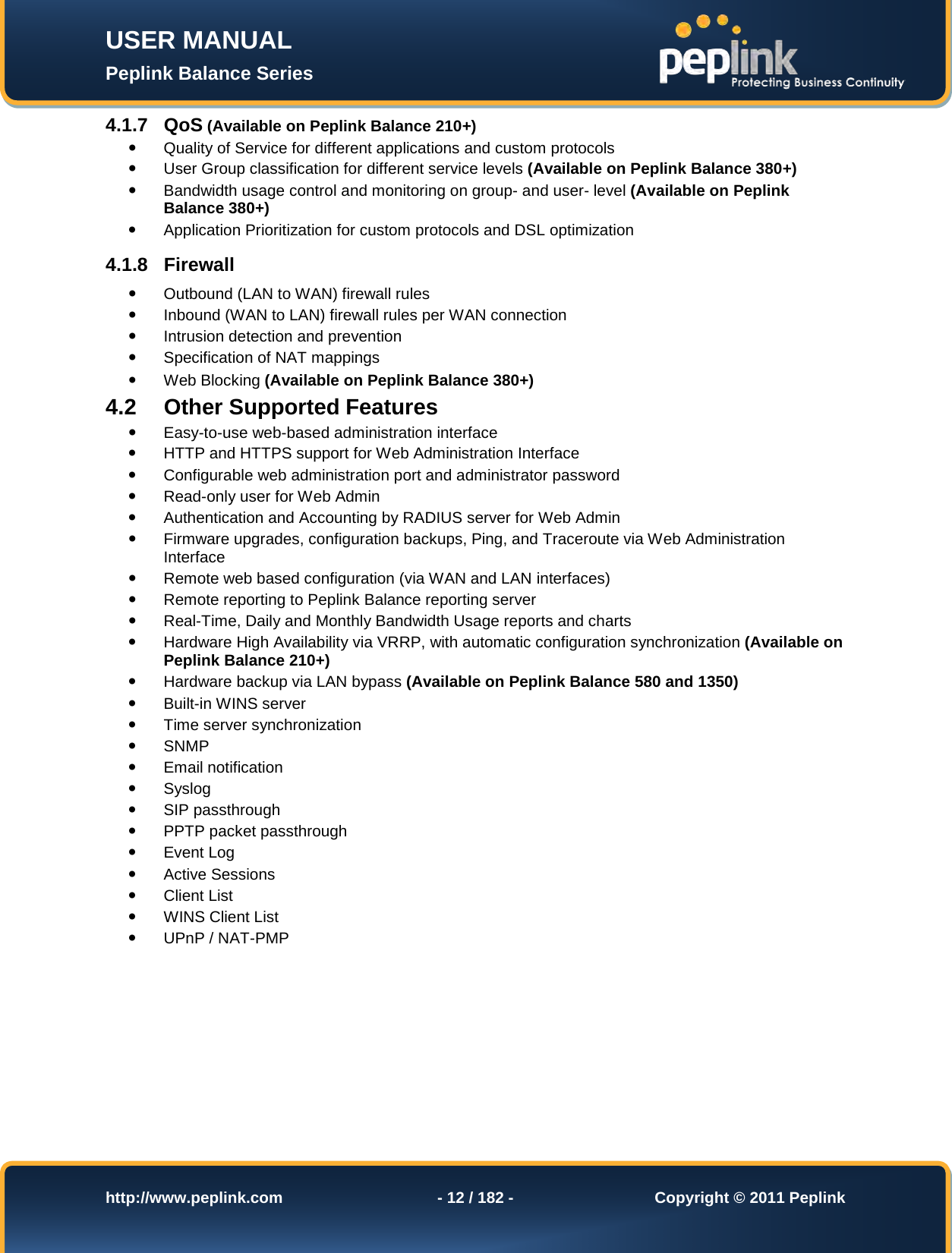 Page 12 of Pismolabs Technology P1630 Peplink Balance (Network Router) User Manual Peplink Balance