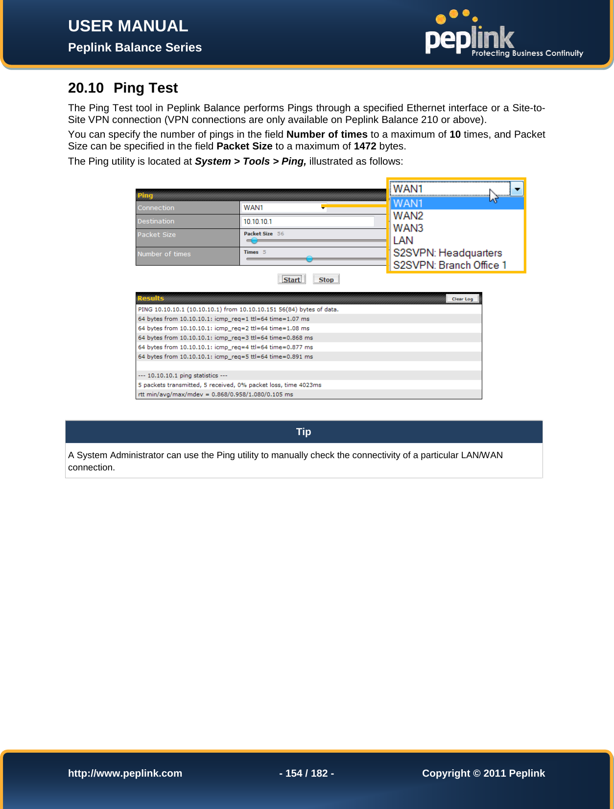 Page 154 of Pismolabs Technology P1630 Peplink Balance (Network Router) User Manual Peplink Balance