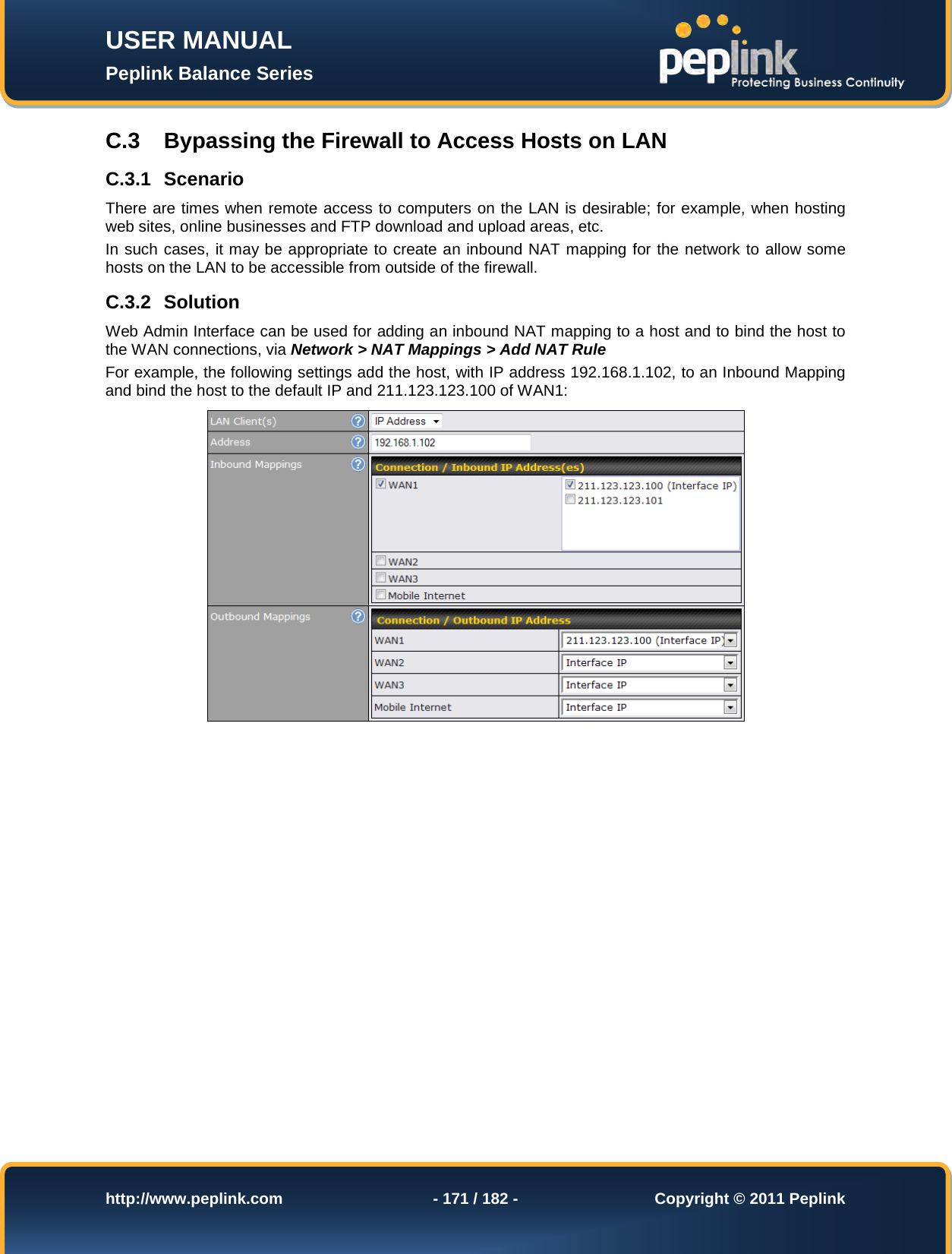 Page 171 of Pismolabs Technology P1630 Peplink Balance (Network Router) User Manual Peplink Balance