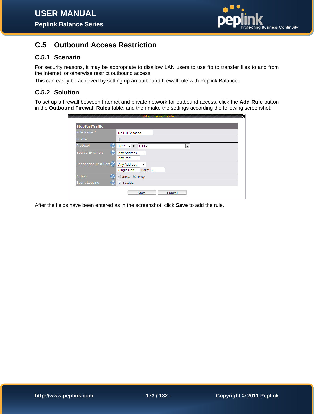 Page 173 of Pismolabs Technology P1630 Peplink Balance (Network Router) User Manual Peplink Balance