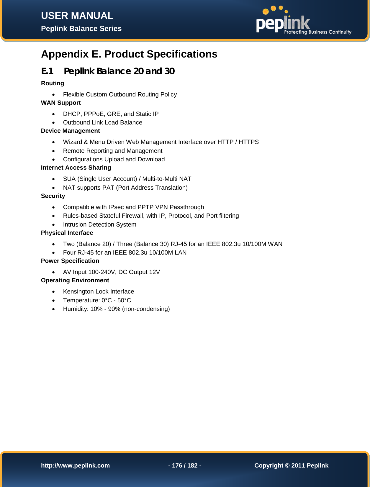 Page 176 of Pismolabs Technology P1630 Peplink Balance (Network Router) User Manual Peplink Balance