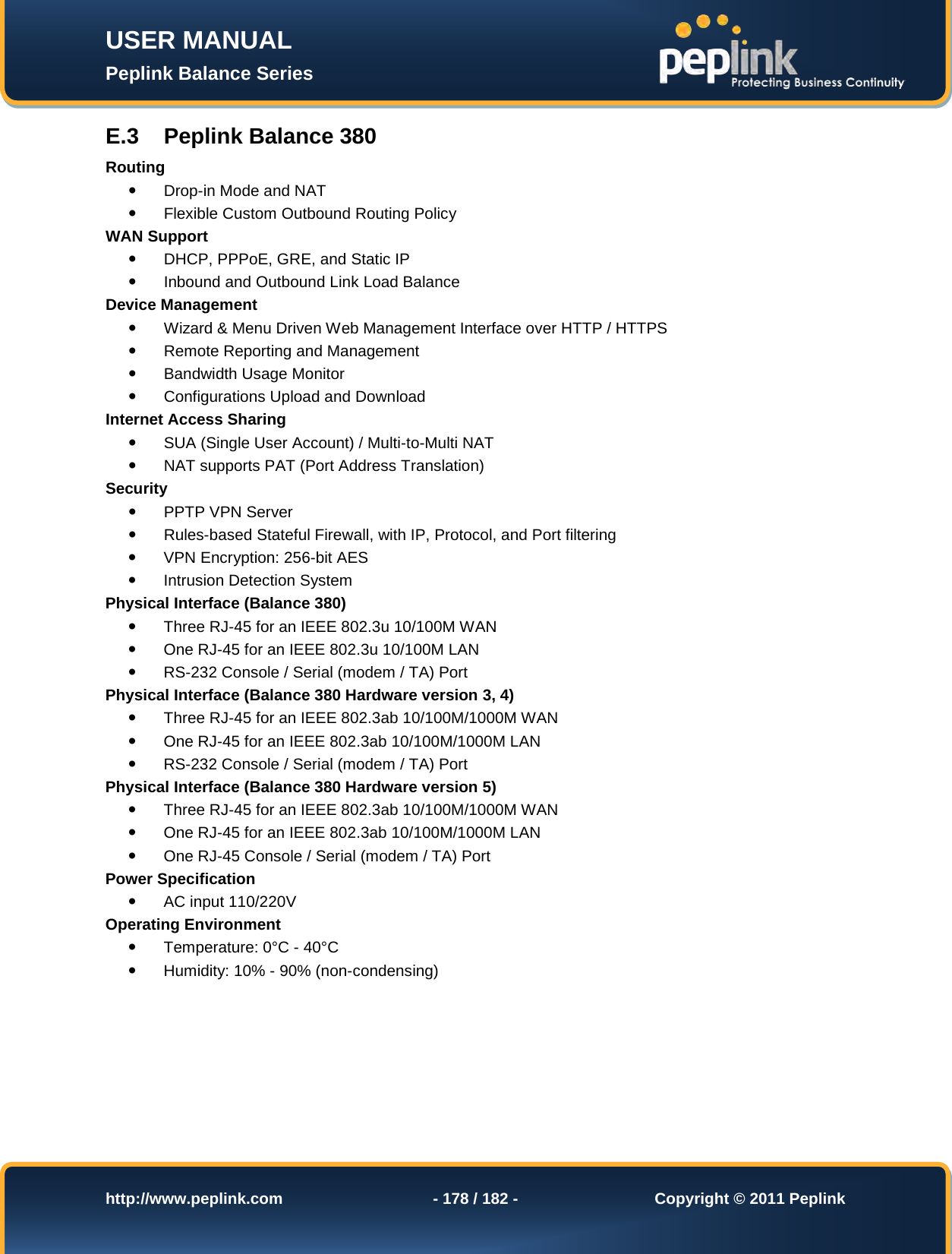 Page 178 of Pismolabs Technology P1630 Peplink Balance (Network Router) User Manual Peplink Balance