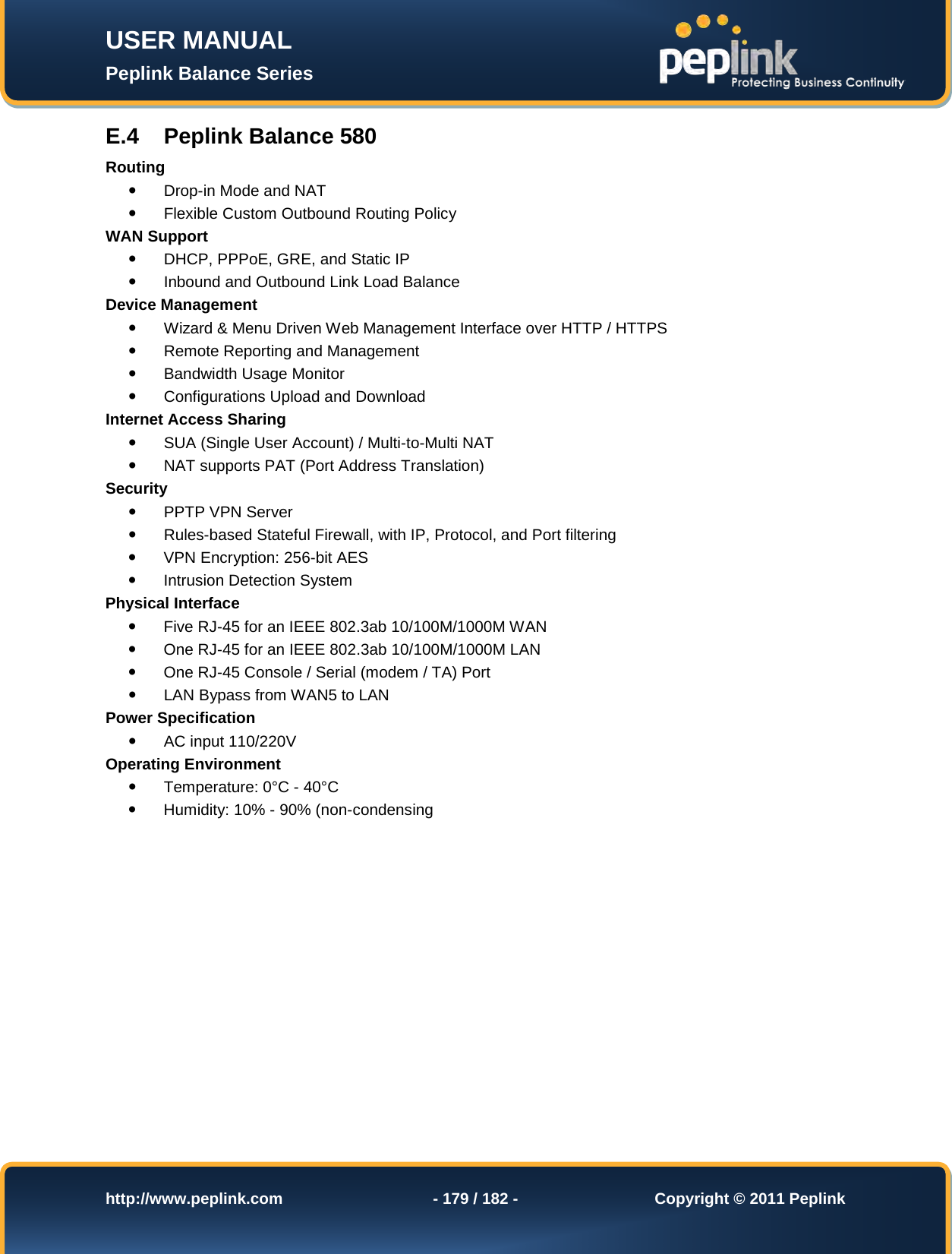 Page 179 of Pismolabs Technology P1630 Peplink Balance (Network Router) User Manual Peplink Balance