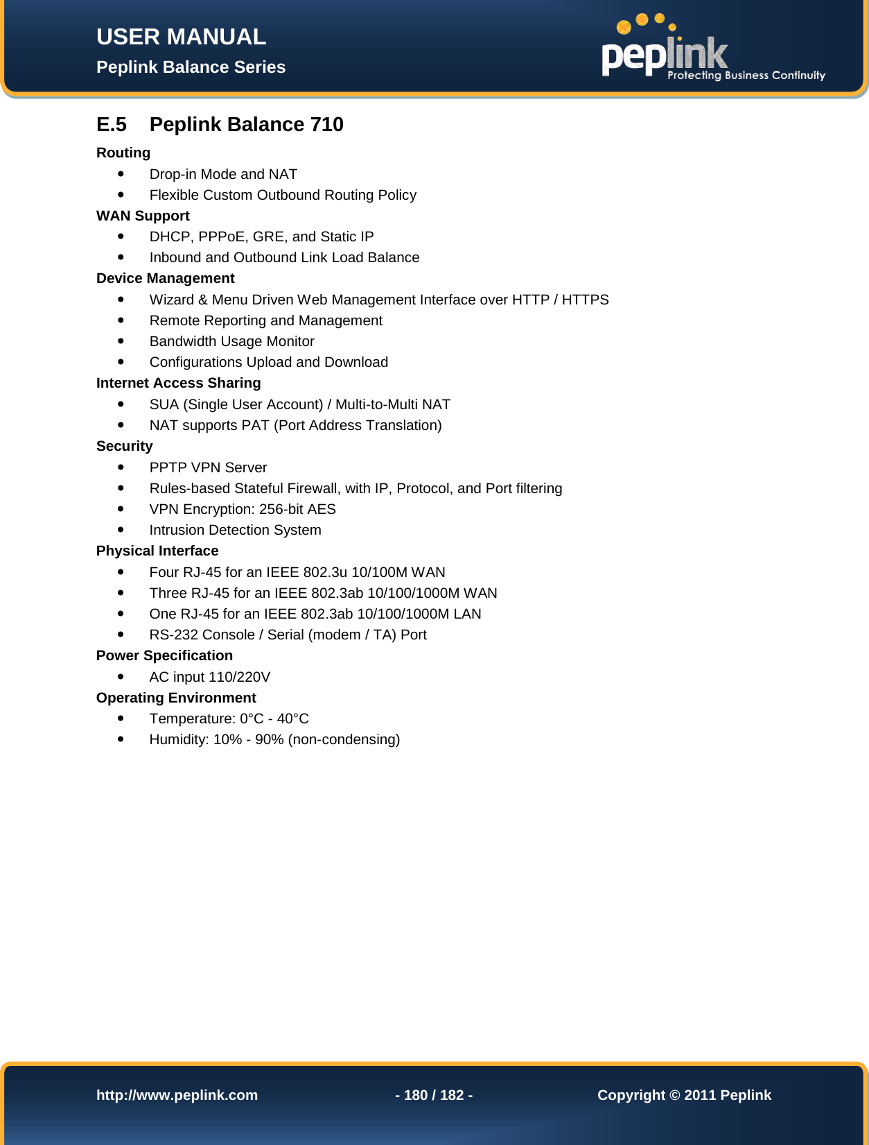 Page 180 of Pismolabs Technology P1630 Peplink Balance (Network Router) User Manual Peplink Balance