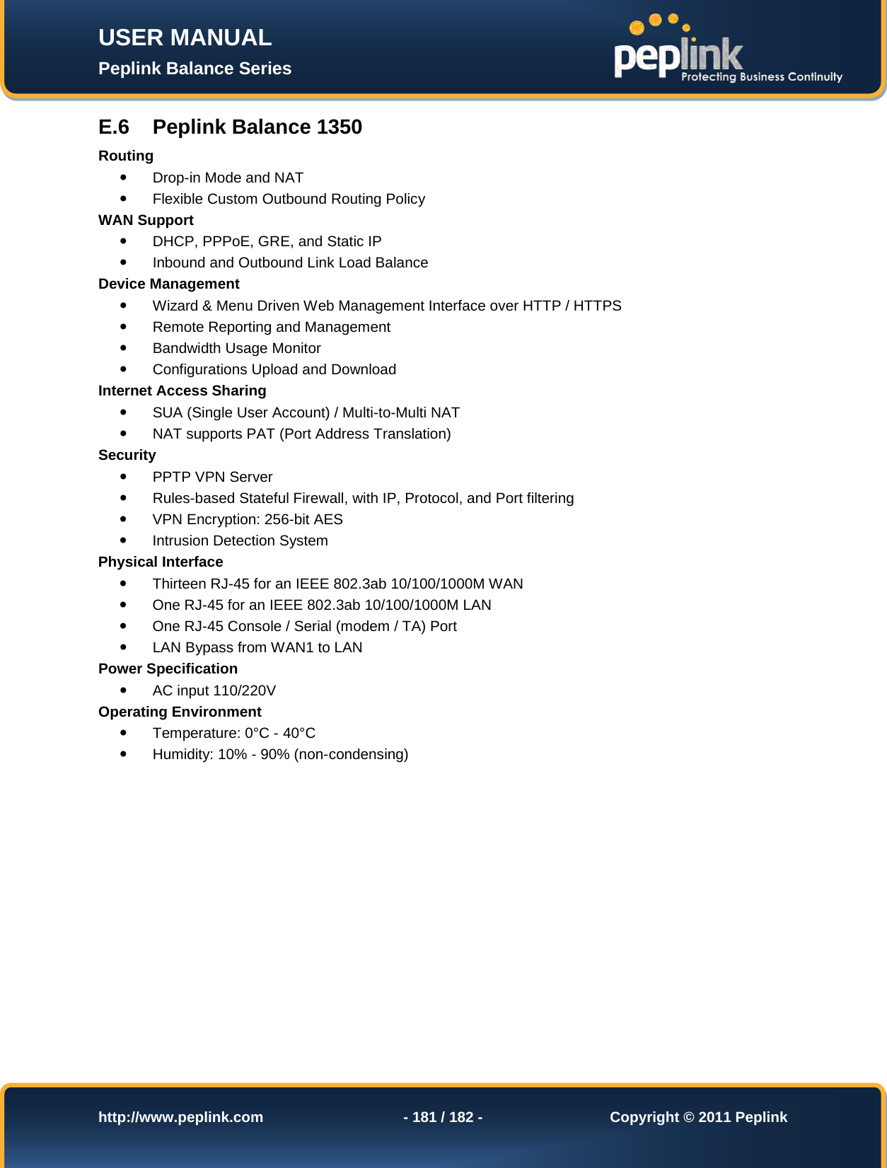 Page 181 of Pismolabs Technology P1630 Peplink Balance (Network Router) User Manual Peplink Balance