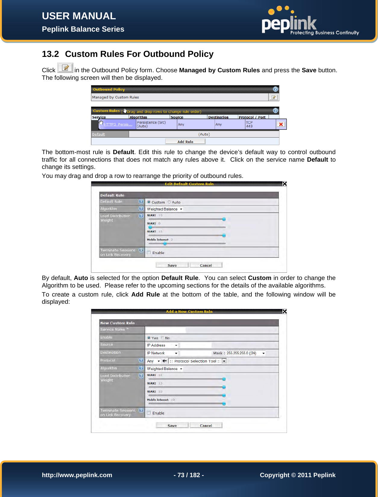 Page 73 of Pismolabs Technology P1630 Peplink Balance (Network Router) User Manual Peplink Balance