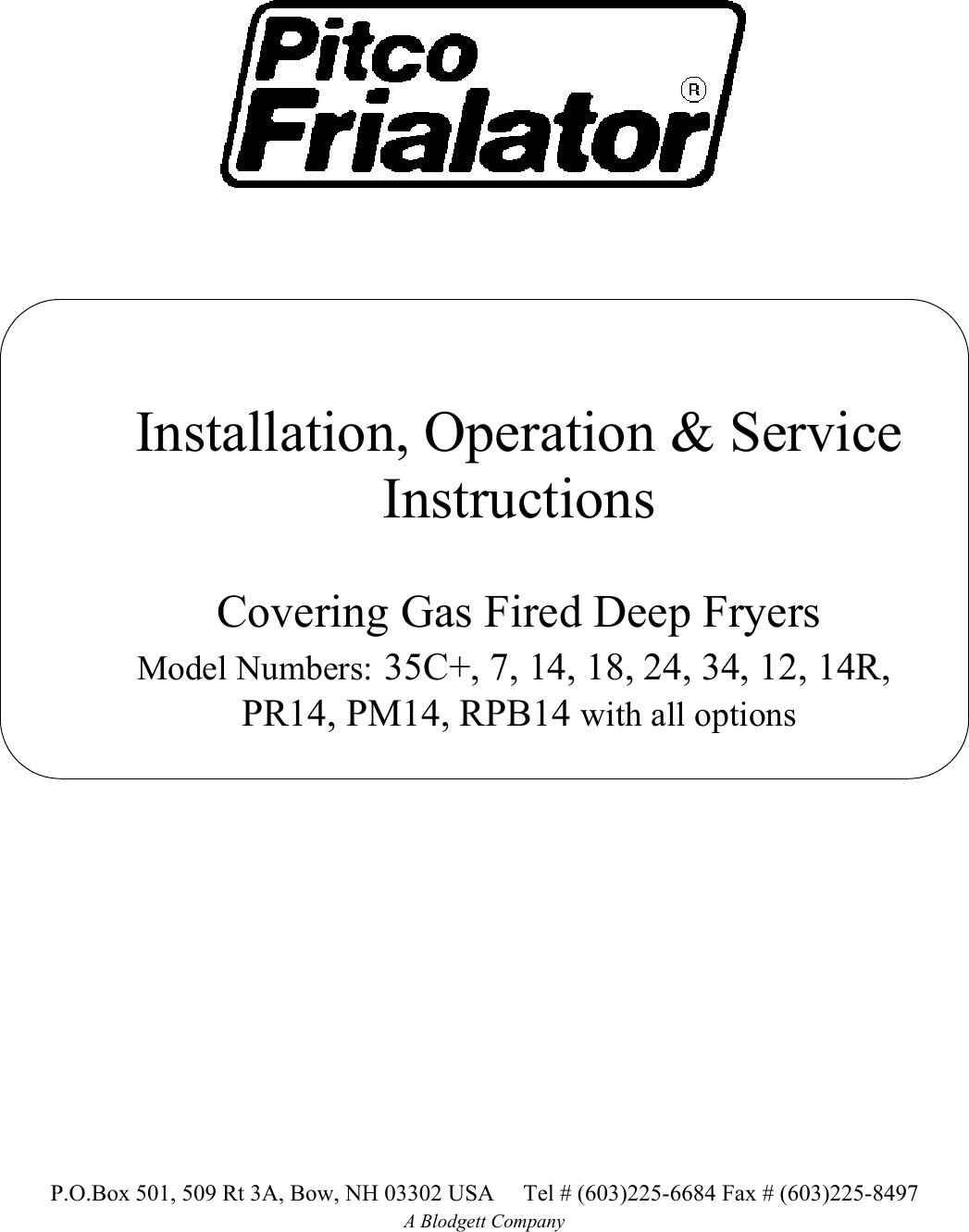 Pitco Frialator 7 Users Manual Word Pro L20 103