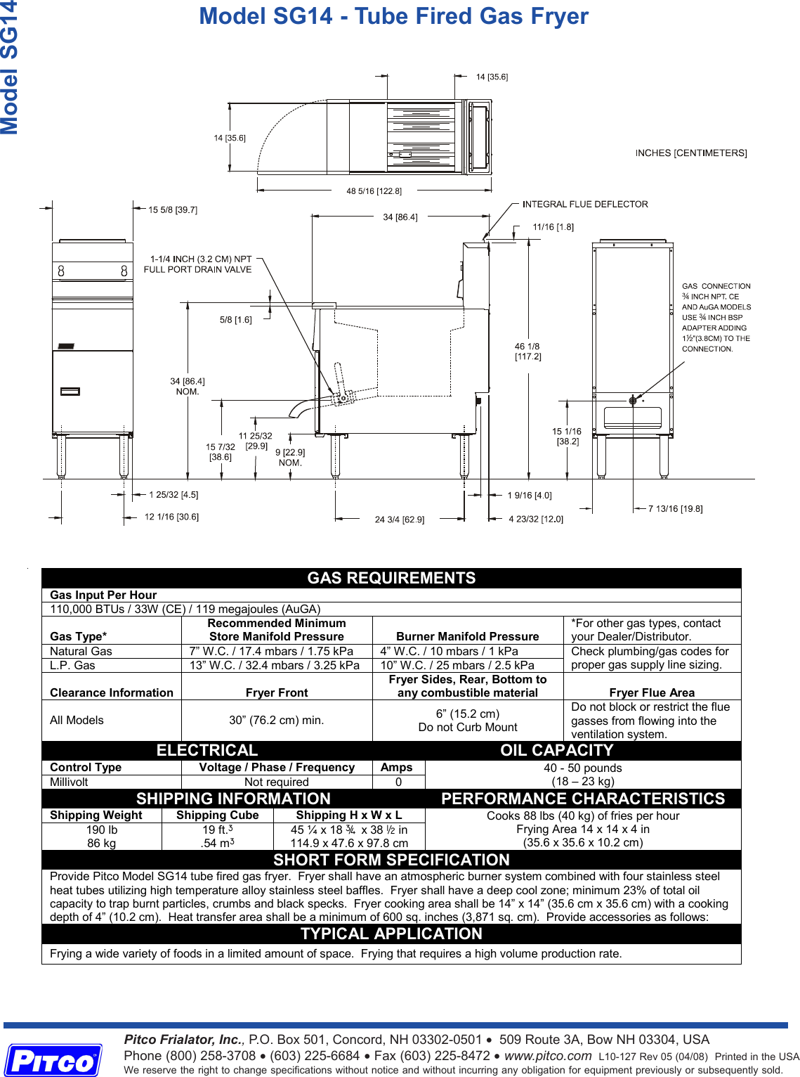 Page 2 of 2 - Pitco-Frialator Pitco-Frialator-Sg14-Users-Manual- L10-127 Rev 5 SG14  Pitco-frialator-sg14-users-manual