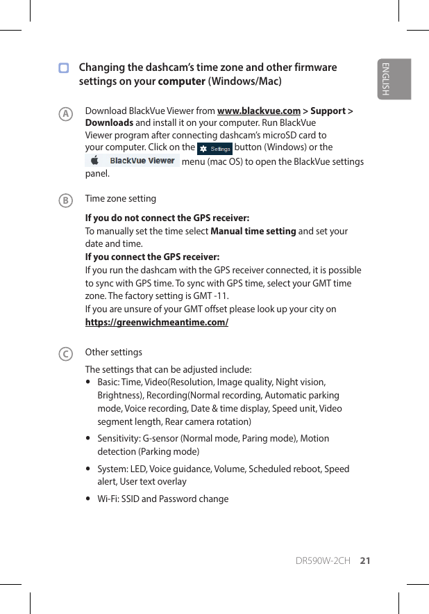 Page 21 of Pittasoft DR590W-2CH Car Dashcam User Manual 