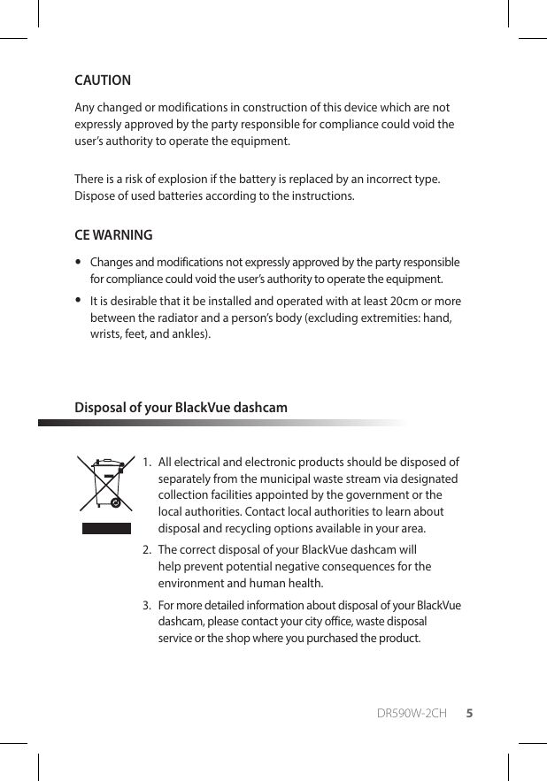 Page 5 of Pittasoft DR590W-2CH Car Dashcam User Manual 