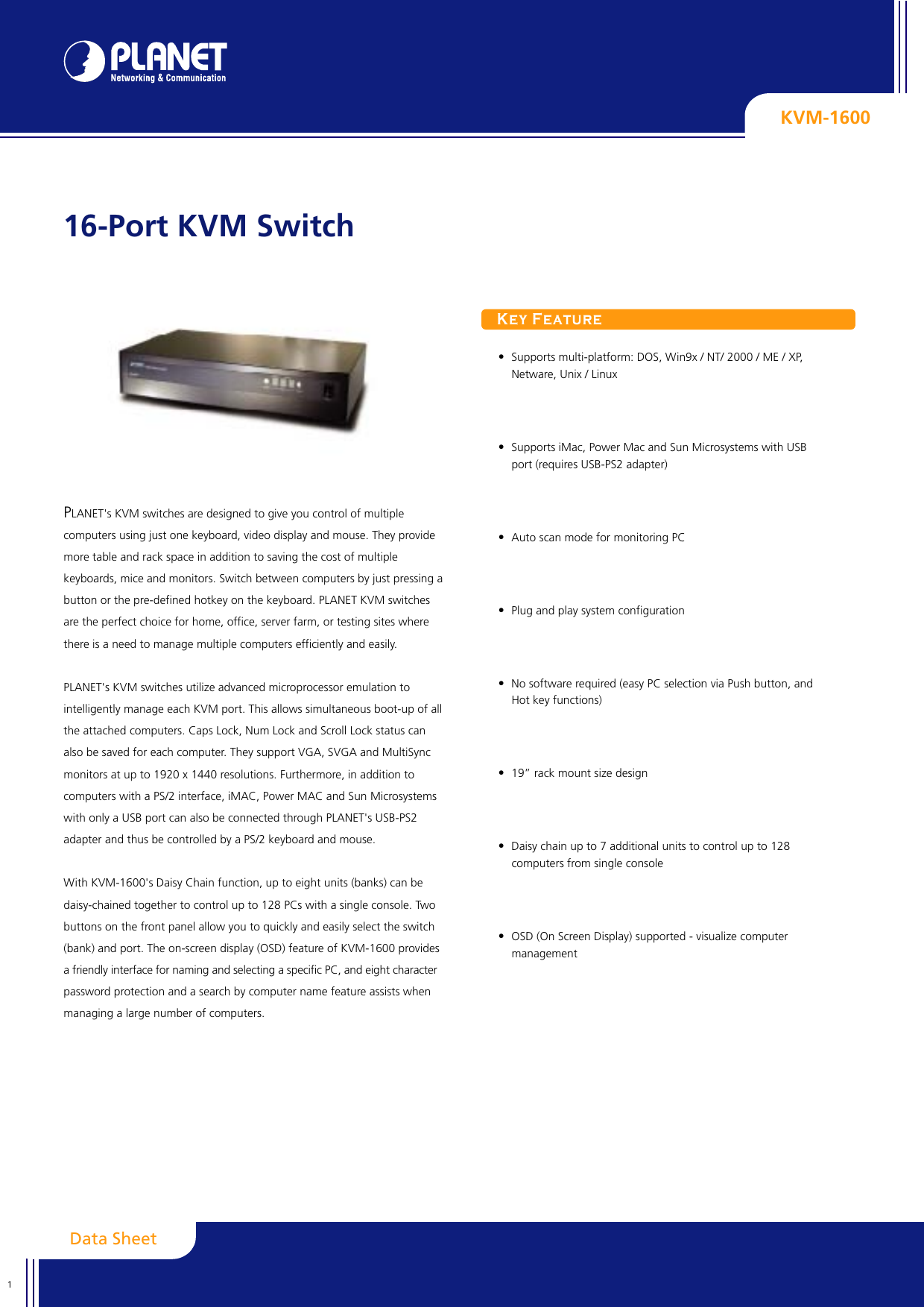 Planet Technology Kvm 1600 Users Manual C KVM1600 2_s2