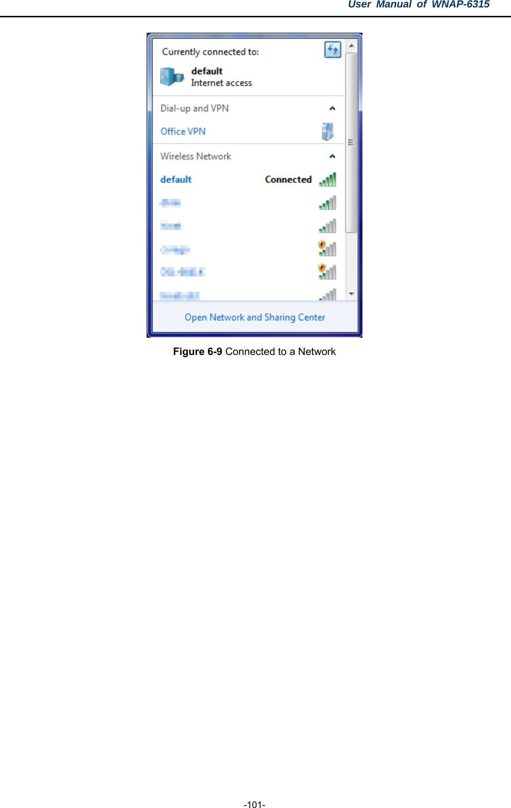 User Manual of WNAP-6315  -101-  Figure 6-9 Connected to a Network  