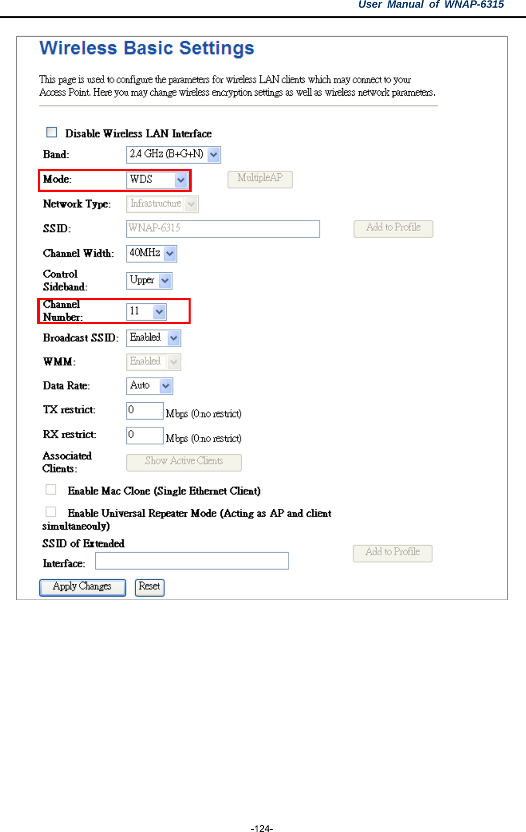 User Manual of WNAP-6315  -124-   