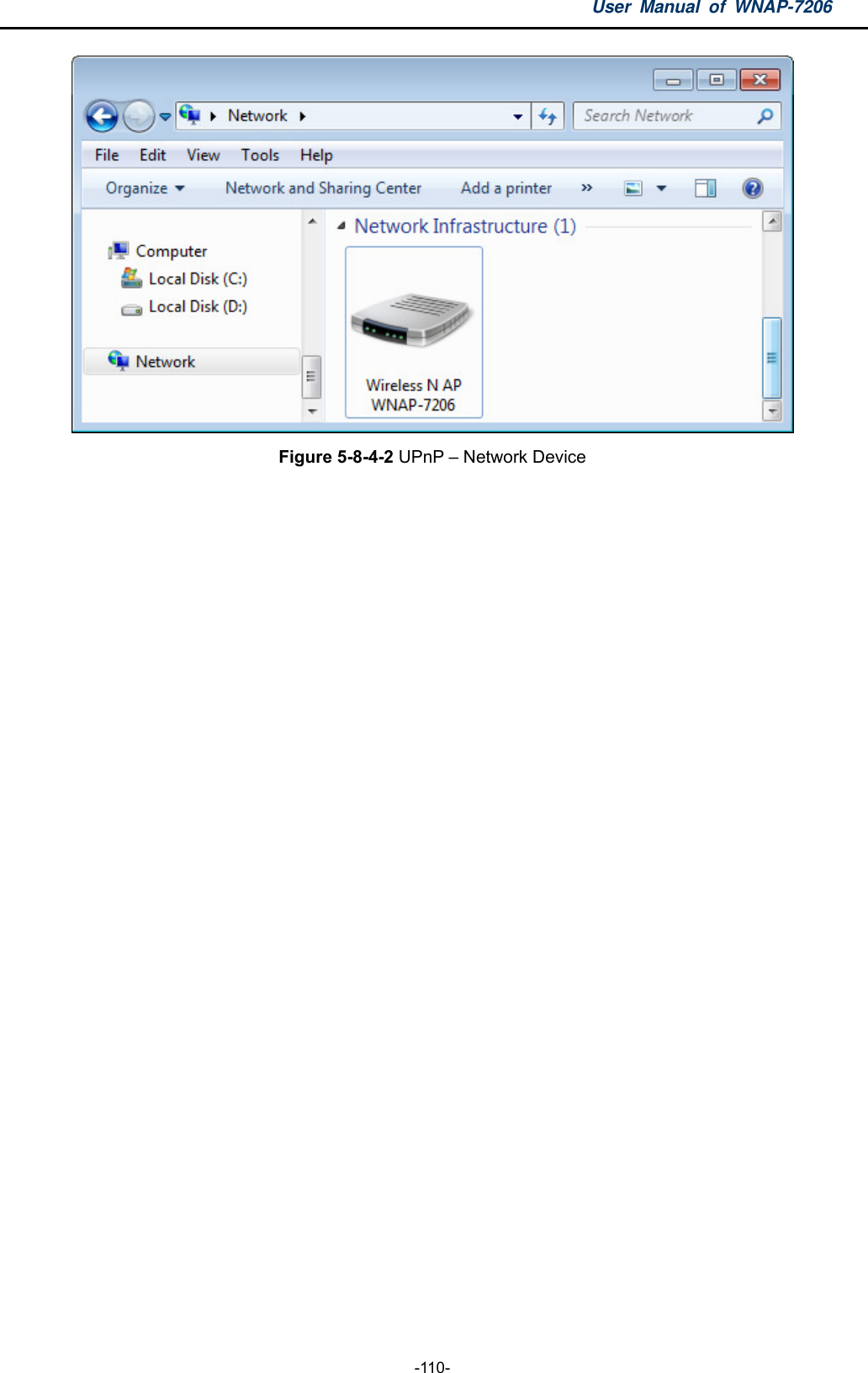 User Manual of WNAP-7206  -110-  Figure 5-8-4-2 UPnP – Network Device  