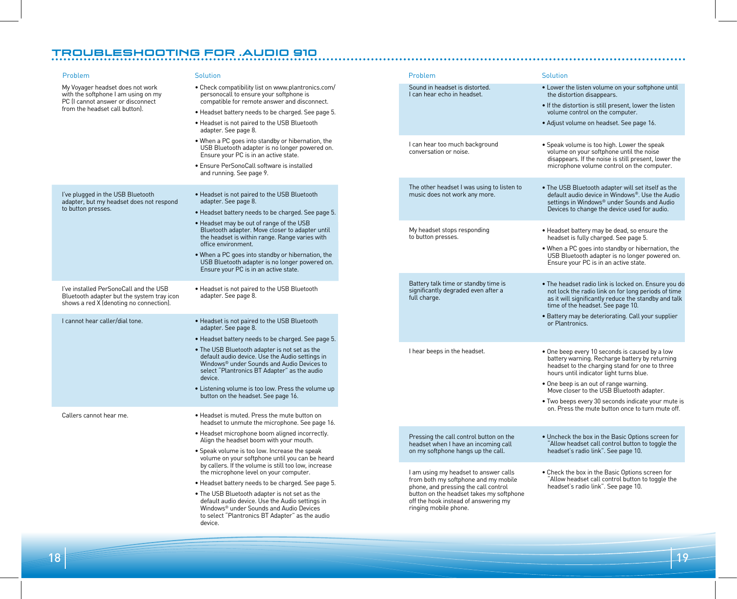 Page 10 of 11 - Plantronics Plantronics-Plantronics-Bluetooth-Headset-910-Users-Manual- .Audio 910 User Guide Plantronics-plantronics-bluetooth-headset-910-users-manual