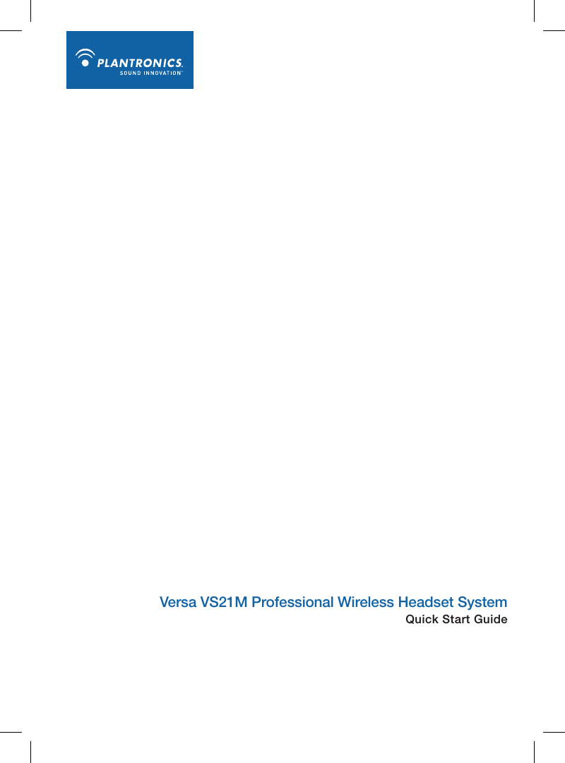 Versa VS21M Professional Wireless Headset System Quick Start Guide