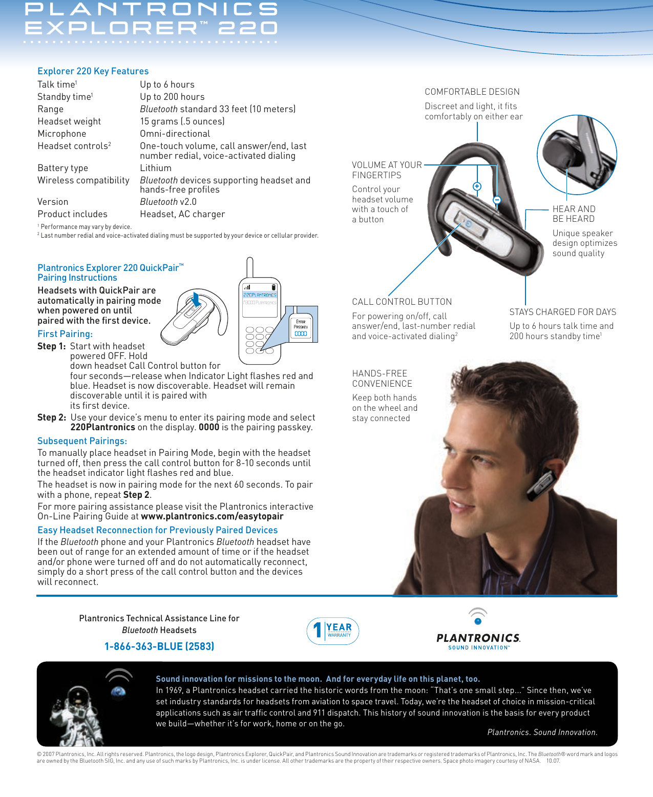 Plantronics explorer cheap 220 bluetooth headset