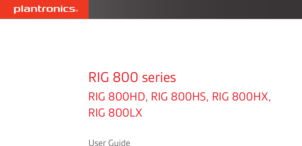 Page 1 of 7 - Plantronics  Rig-800-ug