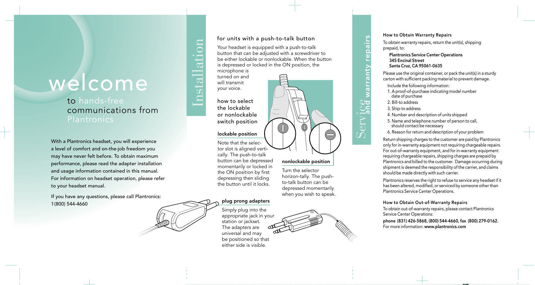 Page 1 of 2 - Plantronics Plug Prong Adapters Users Guide Shs1890-ug
