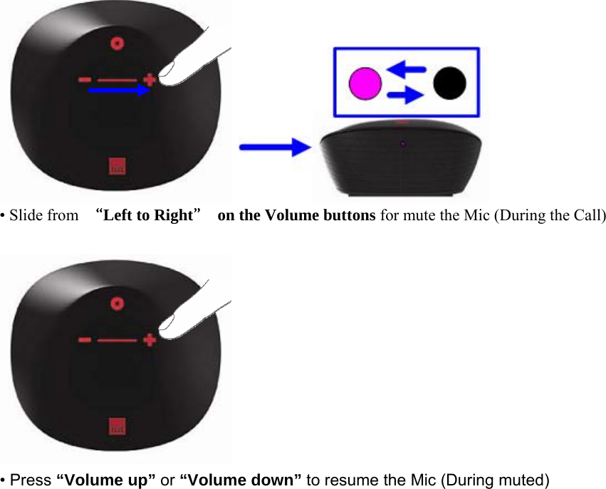    • Slide from  “Left to Right”  on the Volume buttons for mute the Mic (During the Call)   • Press “Volume up” or “Volume down” to resume the Mic (During muted)   