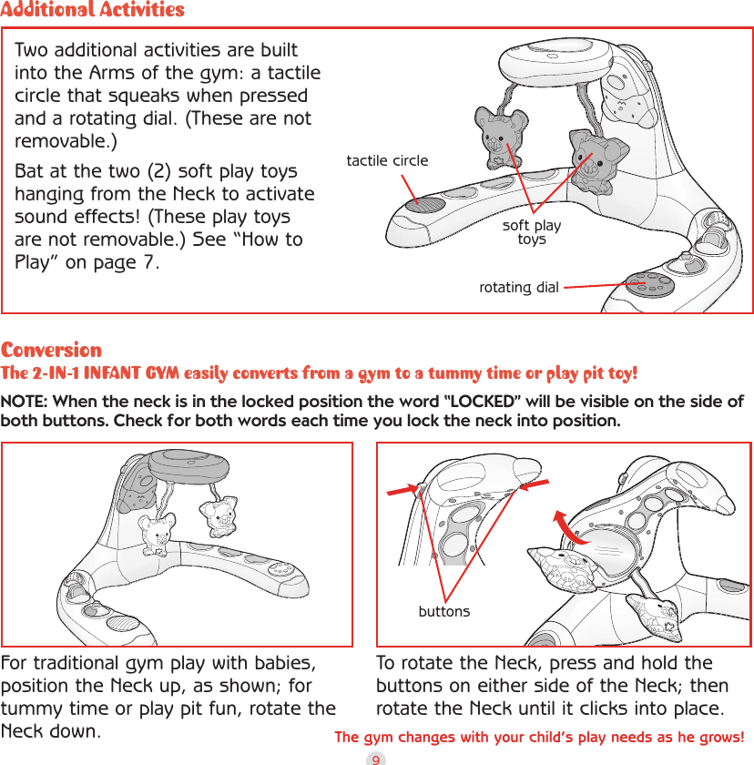 Page 10 of 12 - Playskool Playskool-2-In-1-Infant-Gym-08662-Users-Manual-  Playskool-2-in-1-infant-gym-08662-users-manual