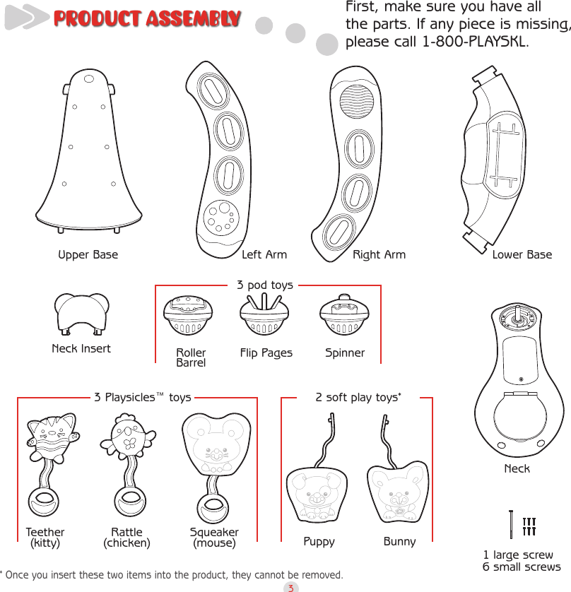 Page 4 of 12 - Playskool Playskool-2-In-1-Infant-Gym-08662-Users-Manual-  Playskool-2-in-1-infant-gym-08662-users-manual