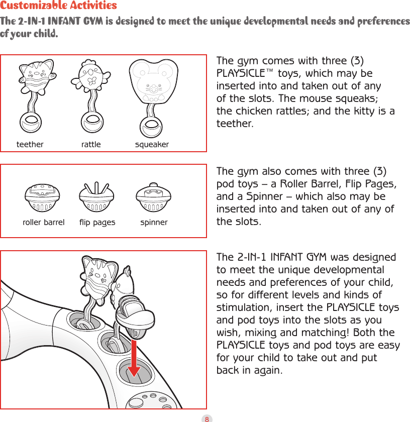 Page 9 of 12 - Playskool Playskool-2-In-1-Infant-Gym-08662-Users-Manual-  Playskool-2-in-1-infant-gym-08662-users-manual