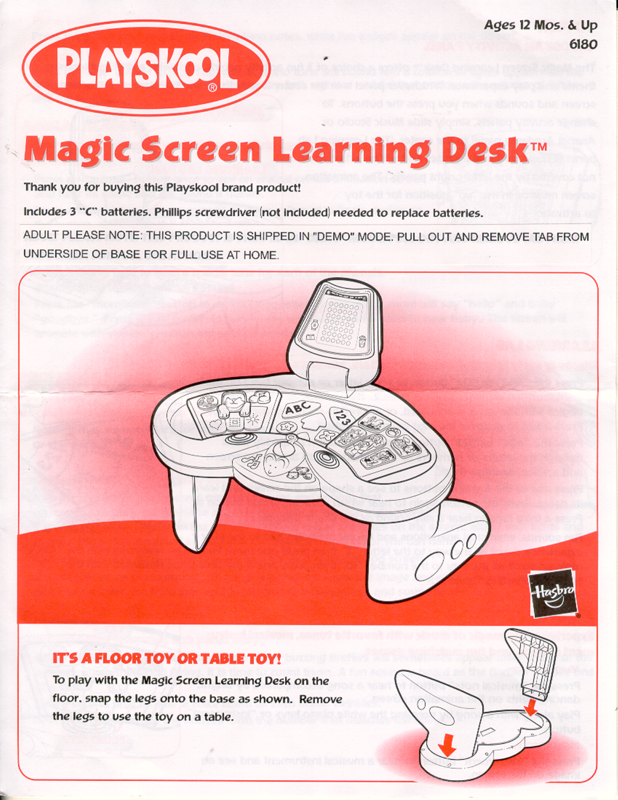 Page 1 of 4 - Playskool Playskool-Magic-Screen-Learning-Desk-6180-Users-Manual-  Playskool-magic-screen-learning-desk-6180-users-manual