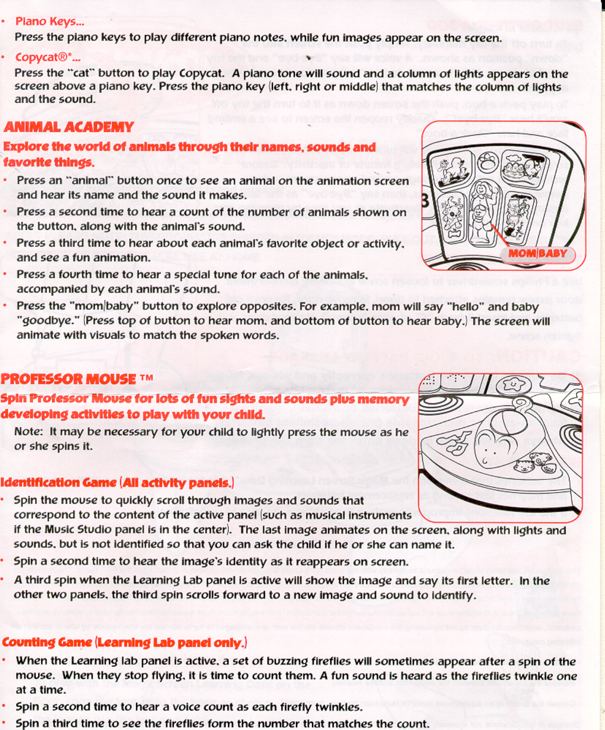 Page 3 of 4 - Playskool Playskool-Magic-Screen-Learning-Desk-6180-Users-Manual-  Playskool-magic-screen-learning-desk-6180-users-manual